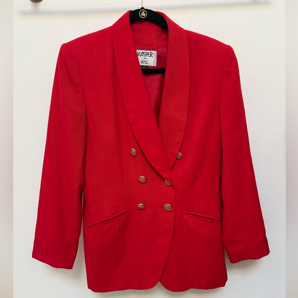 Kasper Double-Breasted Red Blazer